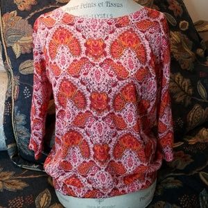Joe fresh red/pink paisley knit top Med